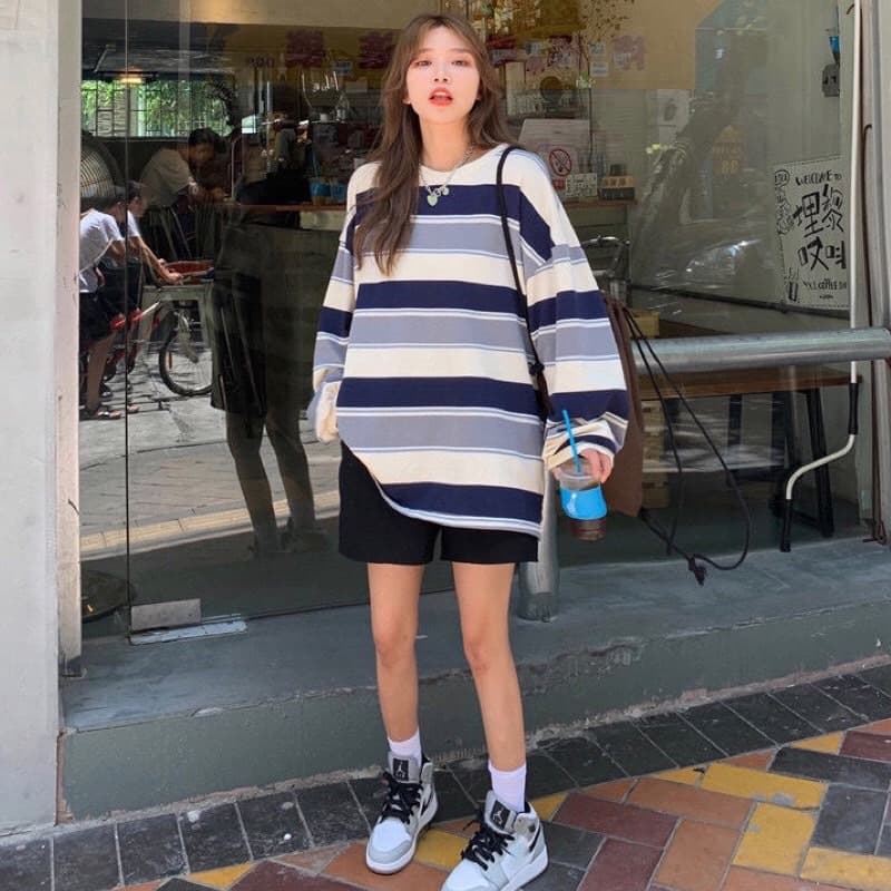เสื้อยืดแขนยาวลายอิฐ เสื้อยืดแขนยาวลายวัว เสื้อยืดไซส์ใหญ่ผู้หญิงคนอ้วน oversized รูปที่ 6