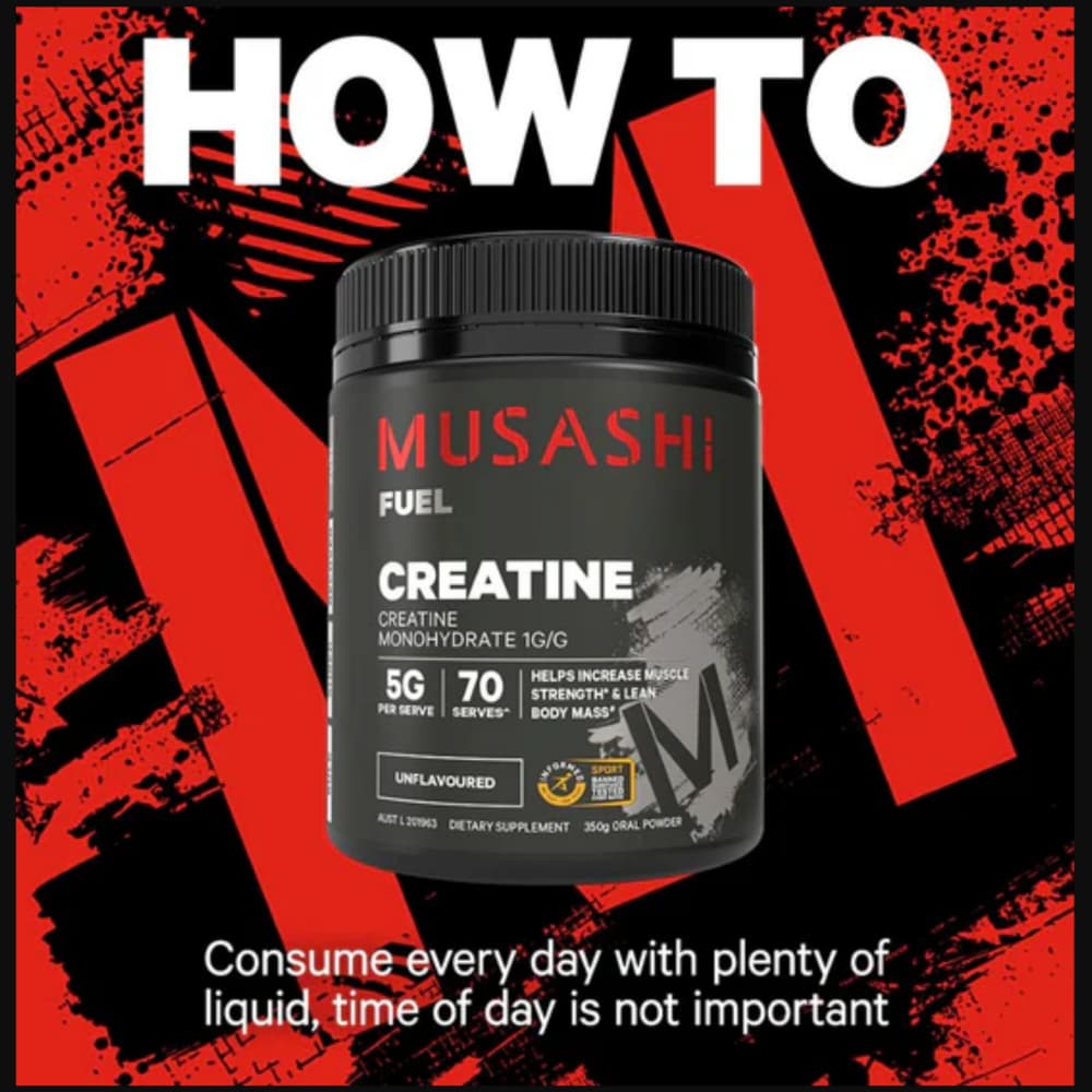 Musashi Creatine 350g ครีเอทีนผง เสริมประสิทธิภาพการออกกำลังกาย ไม่มีรสชาติ รูปที่ 3