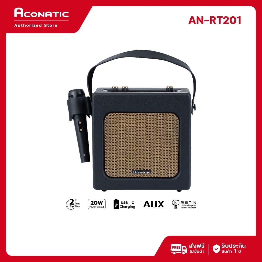 Aconatic ลำโพงบลูทูธพกพา รุ่น AN-RT201 / AN-RT401 Bluetooth 5.2 พร้อมไมค์ ใช้งานต่อเนื่อง 2 ชม. รูปที่ 3