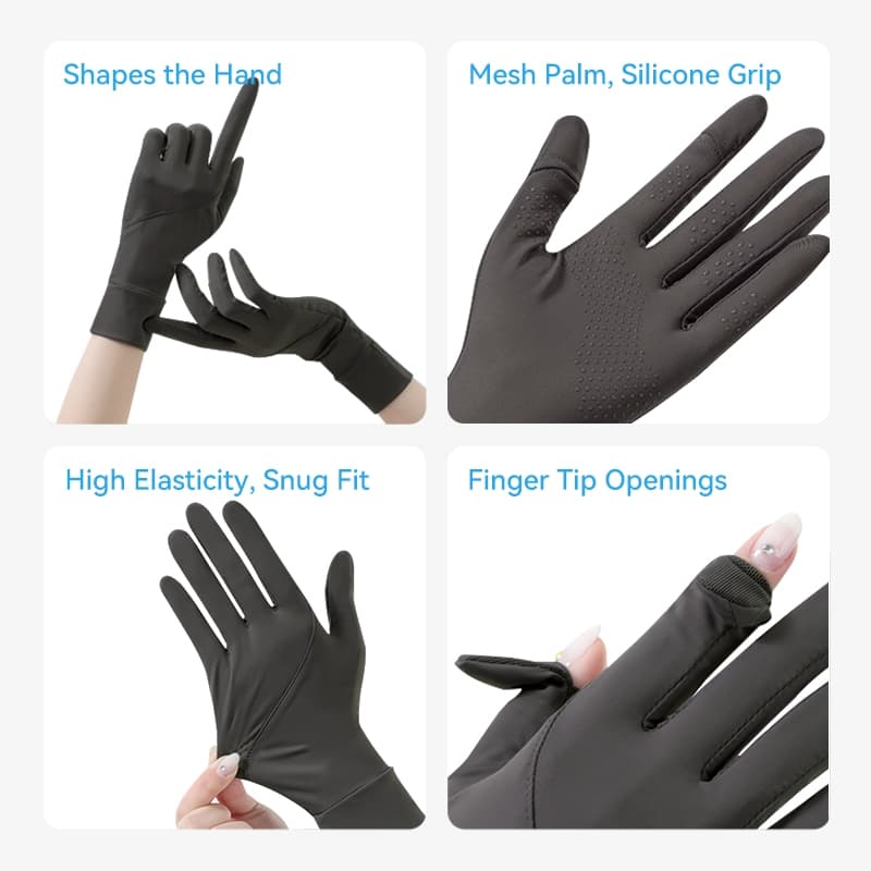 SOLOEVER Cycling gloves UPF 50+ ป้องกันรังสียูวี Women's ถุงมือขับรถหน้าจอสัมผัสแบบตาข่ายสำหรับป้องกันแสงแดด รูปที่ 8