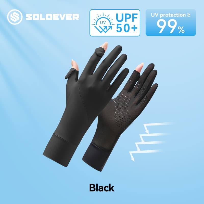 SOLOEVER Cycling gloves UPF 50+ ป้องกันรังสียูวี Women's ถุงมือขับรถหน้าจอสัมผัสแบบตาข่ายสำหรับป้องกันแสงแดด รูปที่ 7