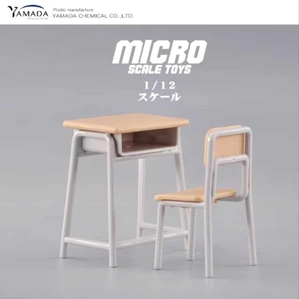 Miniature ชุดโต๊ะนักเรียนญี่ปุ่น สเกล 1/12 โต๊ะจิ๋วเก้าอี้จิ๋ว ใช้กับนั่งจ๋องLookupได้ Yamada โมเดล รูปที่ 5