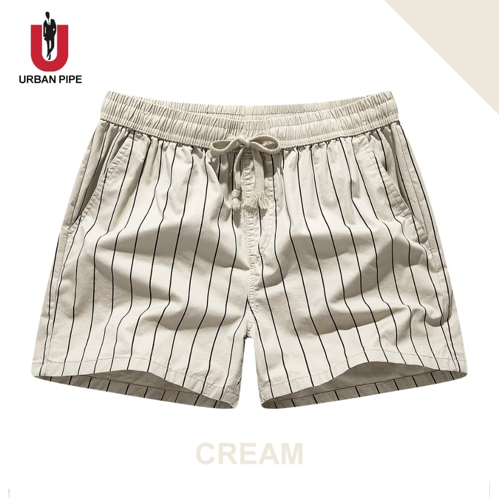 URBAN PIPE ลายกางเกงผู้ชาย 28-34 เหนือเข่า แถบยางยืด ผ้าฝ้าย สันทนาการ Stripe Cotton Shorts 320536 รูปที่ 4