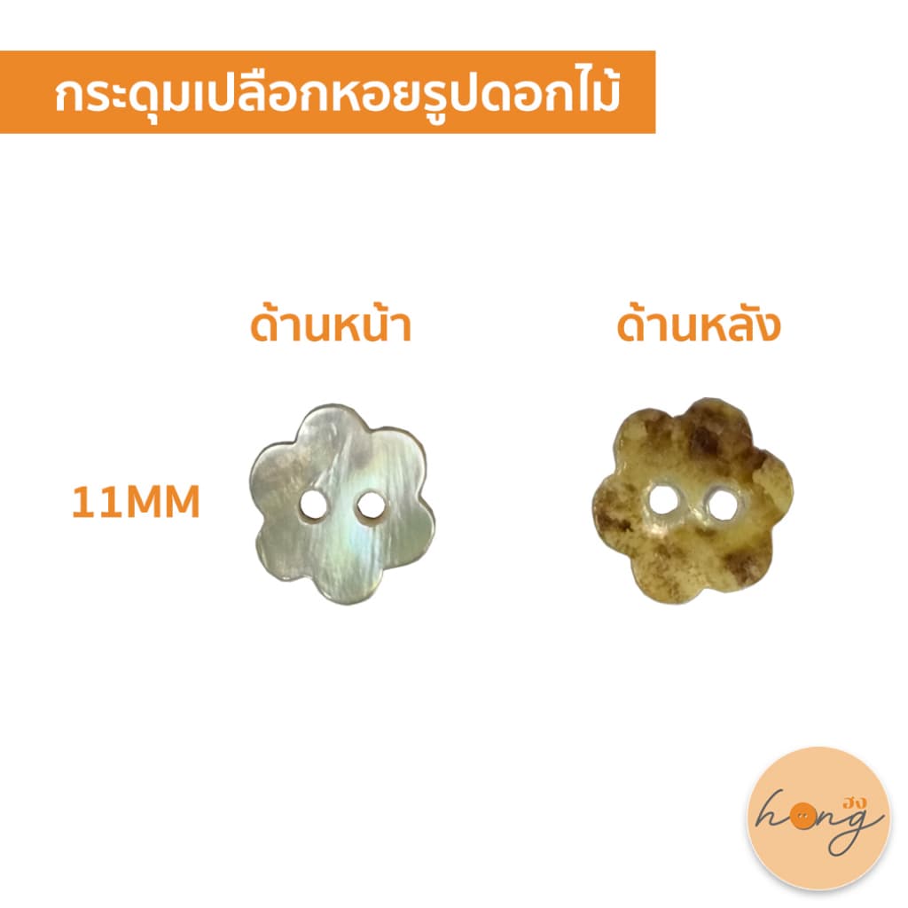 กระดุมเปลือกหอย 2 รู Shell Button Flower A5-23113 ,Square A5-25064 and Heart Shape A5-23114 รูปที่ 6