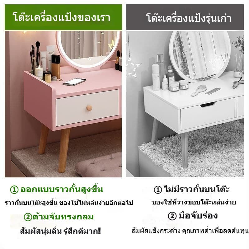 โต๊ะแป้ง โต๊ะเครื่องแป้งไม้ โต๊ะทรงเตี้ยสำหรับนั่งพื้น มรถถอดกระจกออกเป็นโต๊ะเขียนหนังสือ รูปที่ 2