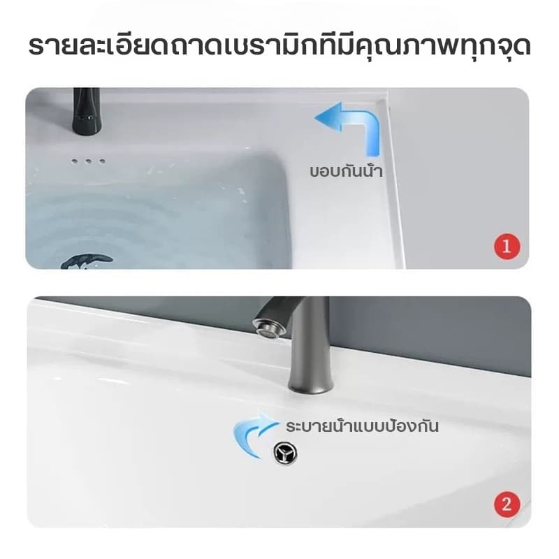 COD+ส่งเดี๋ยวนี้อ่างล้างมืออลูมิเนียม ตู้เก็บของกระจกตั้งพื้น 60ซม ตู้กระจกติดผนัง สีขาว สีเทา E รูปที่ 6