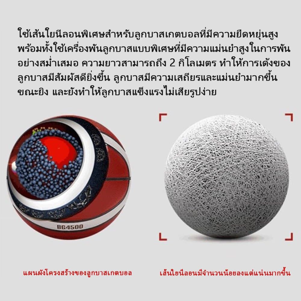 สินค้า Molten แท้ 100% ลูกบาสเกตบอล Molten BG4500 Size7 แถมเข็มสูบลม Basketball รูปที่ 6