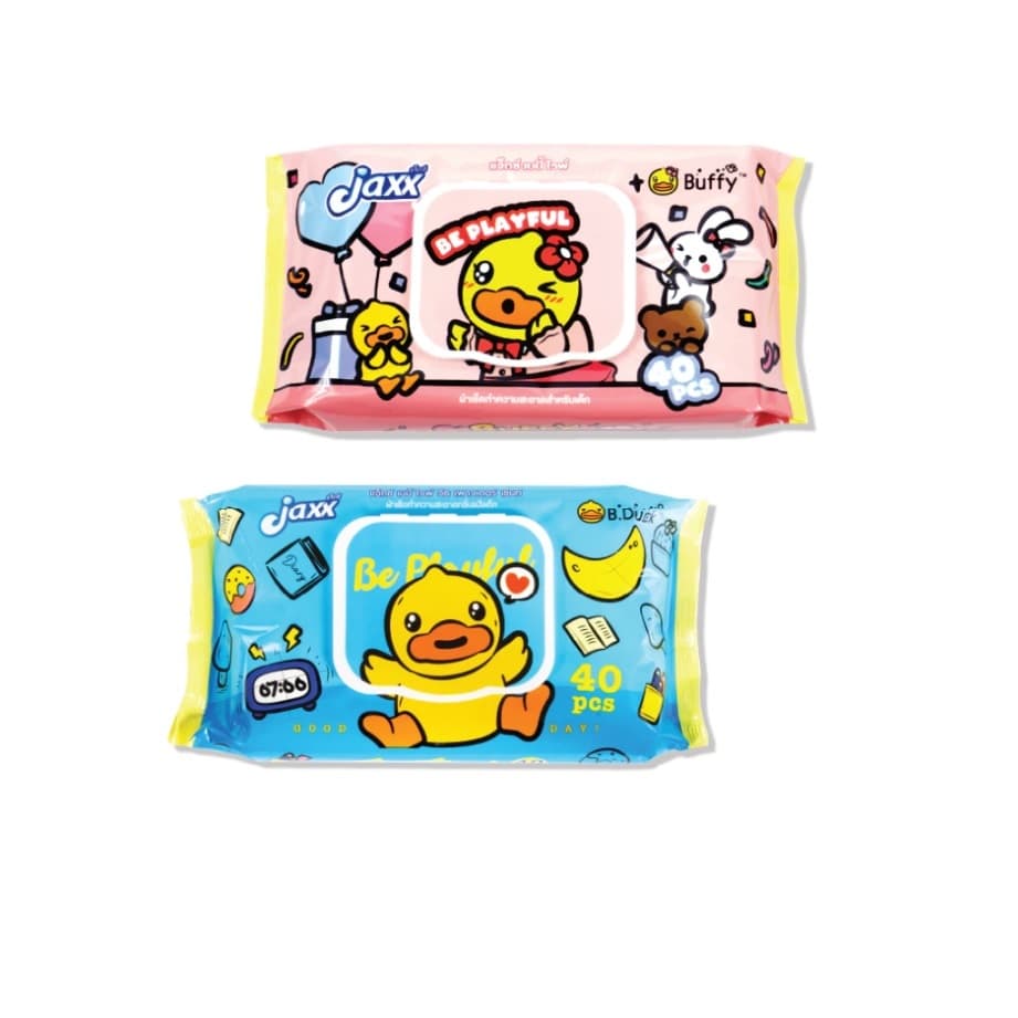 6ห่อ/1แพ็ค JAXX Baby Wipe B-Duck 40Pcs แจ็กซ์ เบบี้ ไวพ์ ทิชชู่เปียก รูปที่ 3