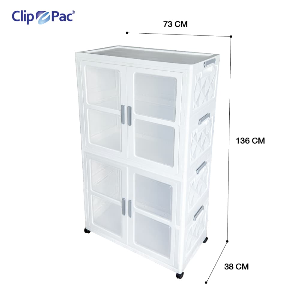 Clip Pac ตู้เสื้อผ้า ตู้เก็บของ ตัวใหญ่ 2-4 ชั้น มีราวแขวน* หน้ากว้าง 73 CM มีล้อ พับเก็บได้ บานเปิด-ปิดแม่เหล็ก รูปที่ 3
