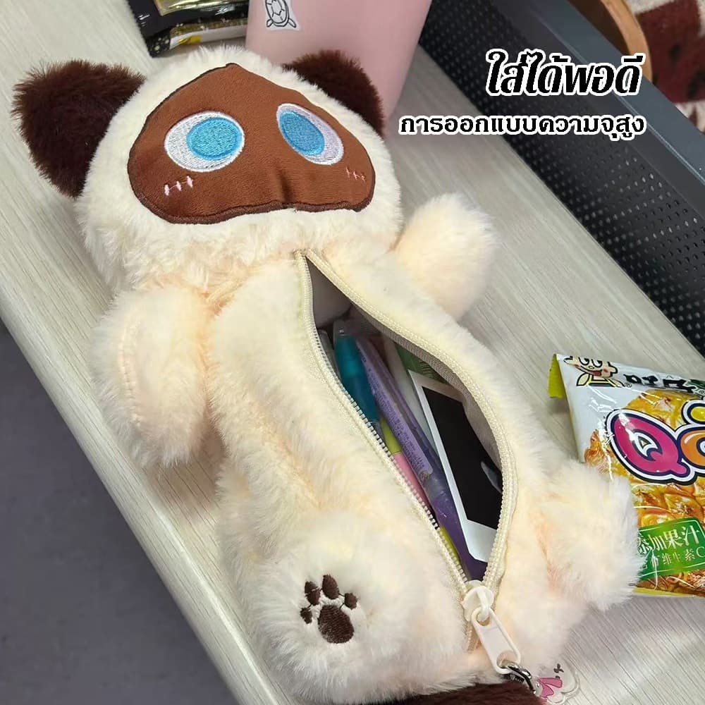 การ์ตูนตุ๊กตาบิ๊กตาแมวกรณีดินสอซุปเปอร์นุ่มสนุกตุ๊กตาความจุขนาดใหญ่กล่องดินสออเนกประสงค์ถุงเก็บเครื่องเขียน bag รูปที่ 5