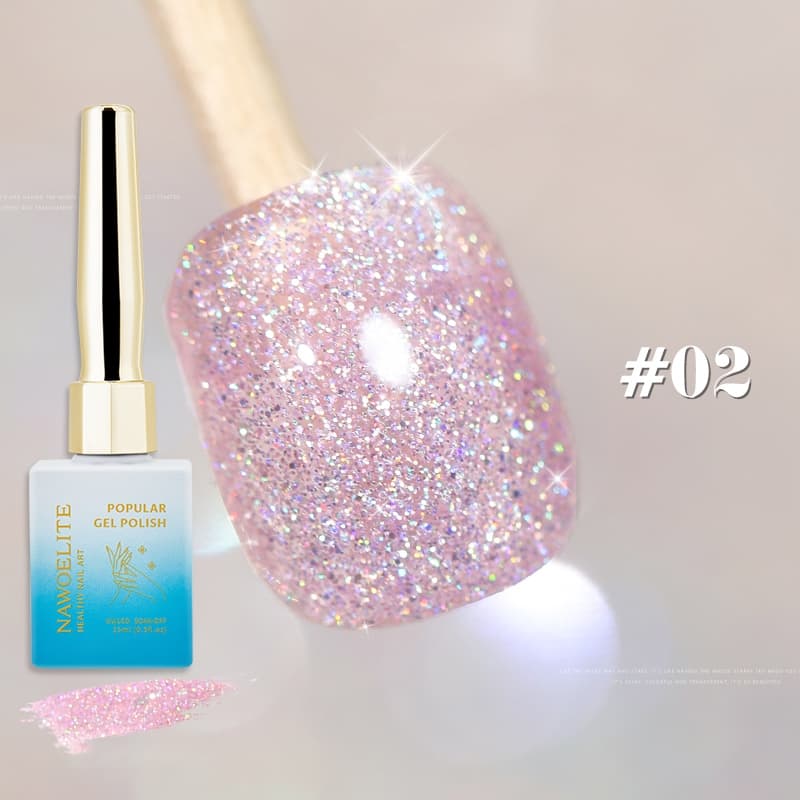 Nawoelite เจล กลิตเตอร์ สีทาเล็บเจล เจลทาเล็บเกล็ดเพชร12สี ใช้ไฟLED สีเจลประกายจักรราศี ประกายดาวพราวพร่าง รูปที่ 7