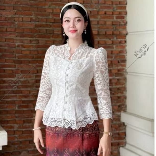 KK - เสื้อไหมลูกไม้สีขาวงา ค่ะ มีอก32-44 เสื้อใส่ไปทำบุญ ออกพรรษา ออกงานต่างๆไปวัด รูปที่ 9