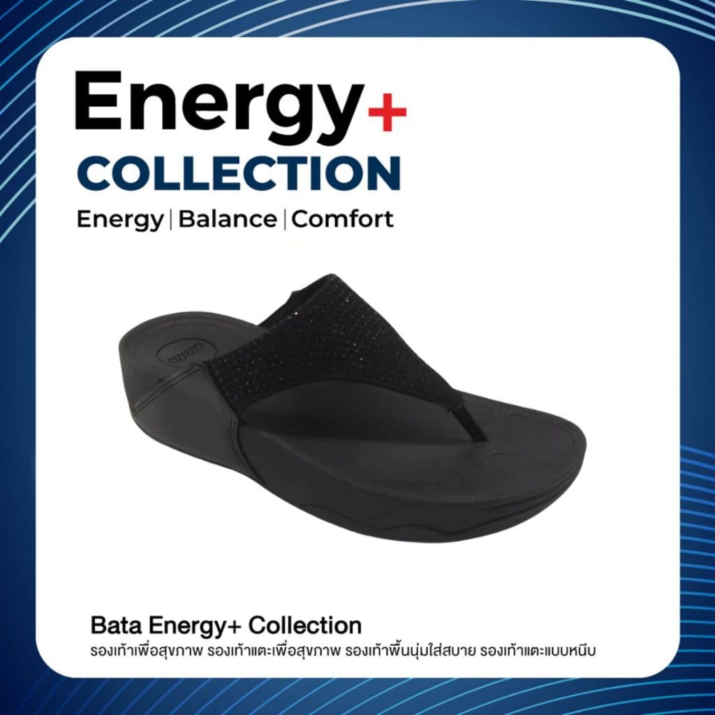Bata Energy+ รองเท้าแตะแบบหูหนีบ รองรับน้ำหนักเท้าได้ดี รุ่น SUNTA สีดำ รหัส 6716354 Size 3-8UK รูปที่ 1