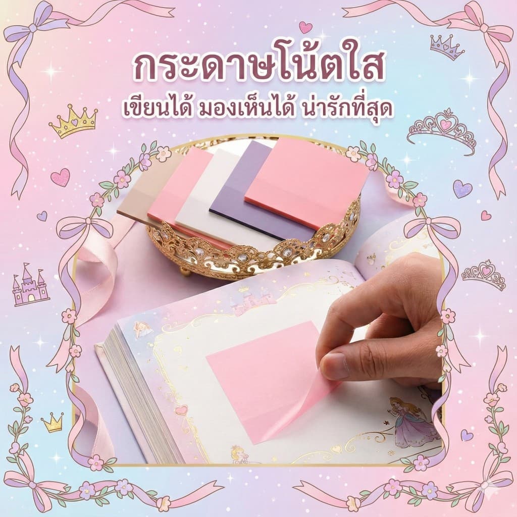 กระดาษโน้ตใส กระดาษโน้ตใสมีกาว โน้ตแบบใส มีหลายสีและขนาด ใช้งานสะดวก llร้านคนไทย ส่งจากไทยll รูปที่ 1