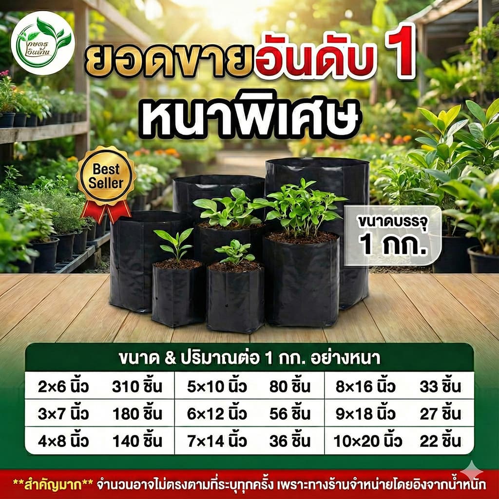 [ถูกที่สุด]ถุงเพาะชำ 1 กก. ส่งตรงจากโรงงาน หนา ทน ถูก By.คิม เกษตรเงินล้าน