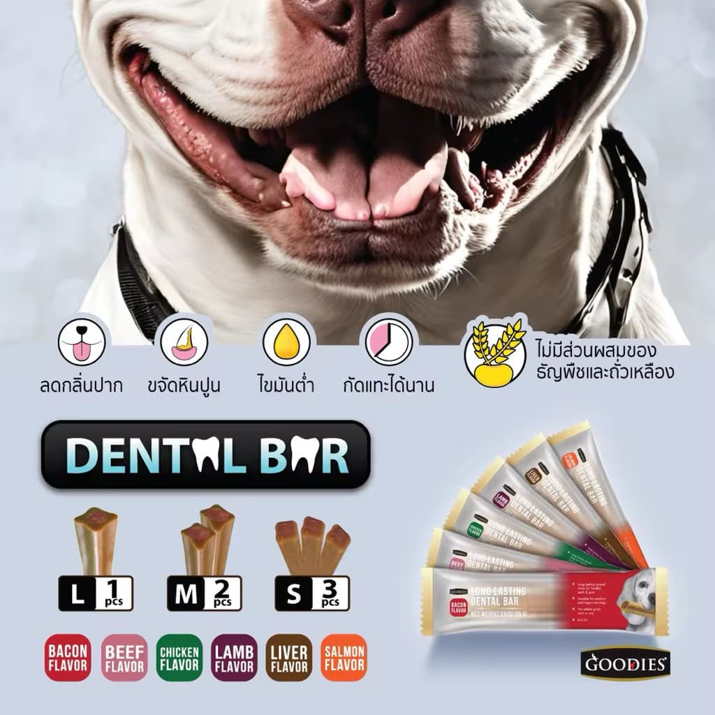 ขนมขัดฟันสุนัข Goodies Dental Bar ขนาด 85 กรัม Goodies Long Lasting เดนทอลบาร์ ขนมขัดฟันสุนัขพันธุ์เล็กและพันธุ์ใหญ่ รูปที่ 5