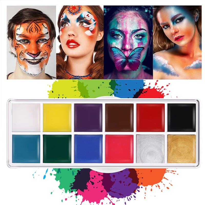 สีเพ้นท์หน้า สีทาหน้าและร่างกาย สีสันสดใส สีทาหน้า มี12สี สีทาตัวเรืองแสง ล้างเครื่องสำอางออกง่าย รูปที่ 3