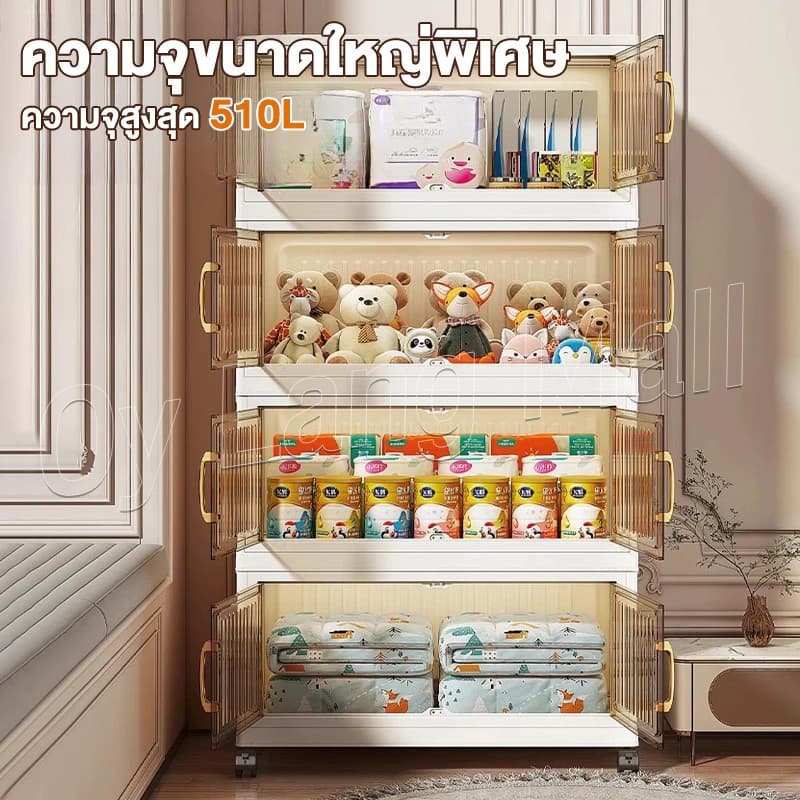 Oy ตู้เก็บของ ตู้เก็บของพับได้ ราคาสุดพิเศษ! ตู้พลาสติก ตู้เก็บของ มีล้อ พับได้ รูปที่ 7
