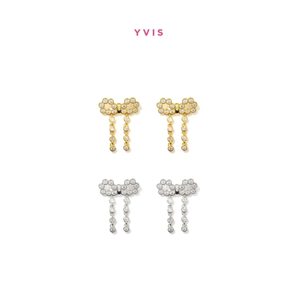 YVIS Diamond Drops Stud Brass Earring - YVIS X Proud O Wedding รูปที่ 4