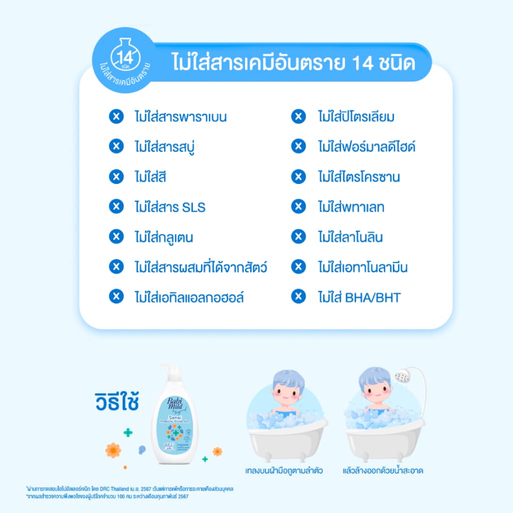 เบบี้มายด์ สบู่เหลวอาบและสระ พรีไบโอติก ออร์แกนิก รีฟีล 350มล แพ็คคู่ /Babi Mild Prebiotic 350ml x2 รูปที่ 6