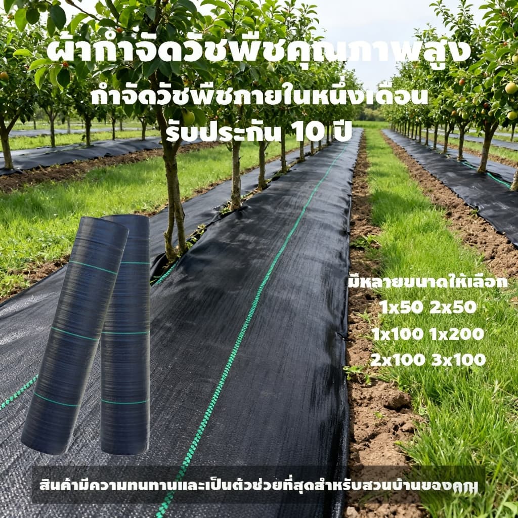 (หนาขึ้น) พลาสติกคลุมดิน ผ้าคลุมหญ้า พลาสติกคลุมวัชพืช กำจัดวัชพืช ผ้าคลุมวัชพืช พลาสติกเกรดส่งออก ผสมUV ฆ่าหญ้า 3×100