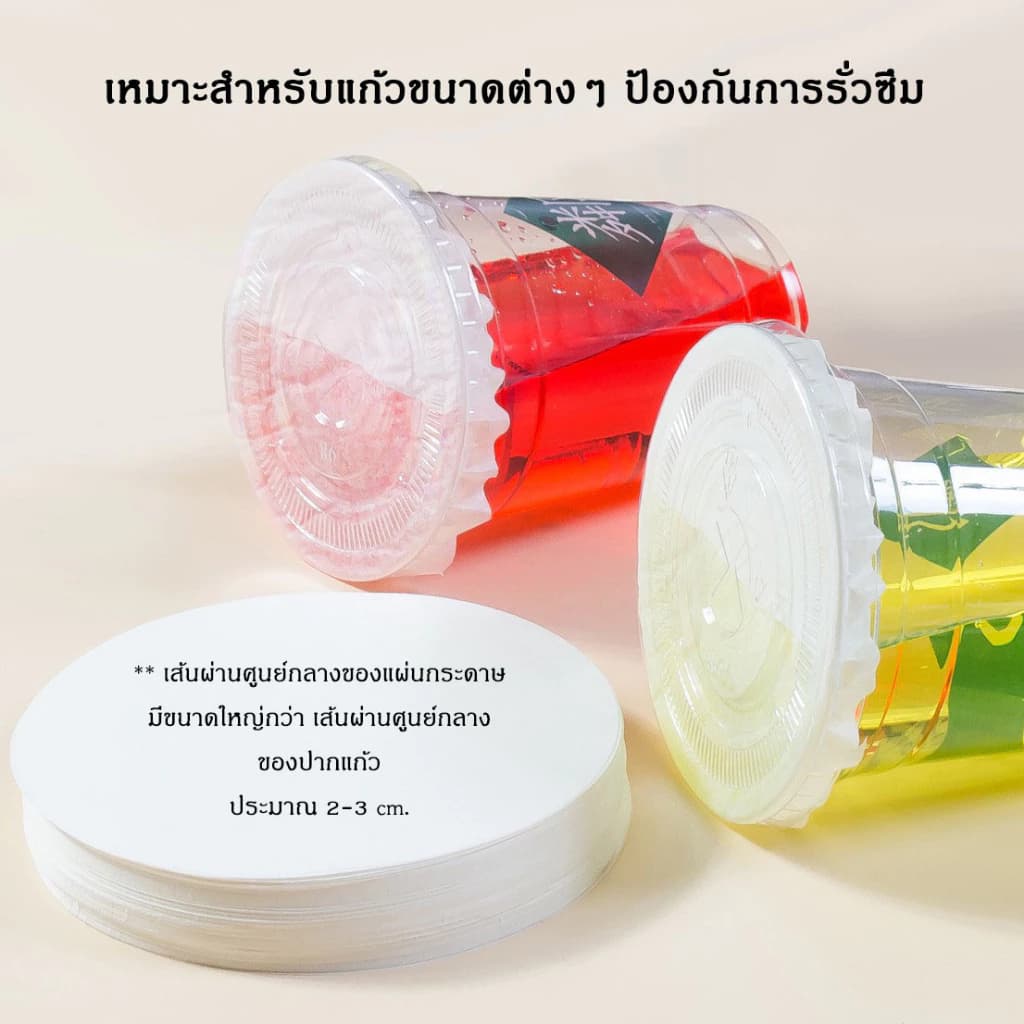 กระดาษกันหก กระดาษปิดปากแก้ว ที่กันน้ำหก สำหรับกันน้ำหก มี 2 ไซส์ 12/13/14cm รูปที่ 6