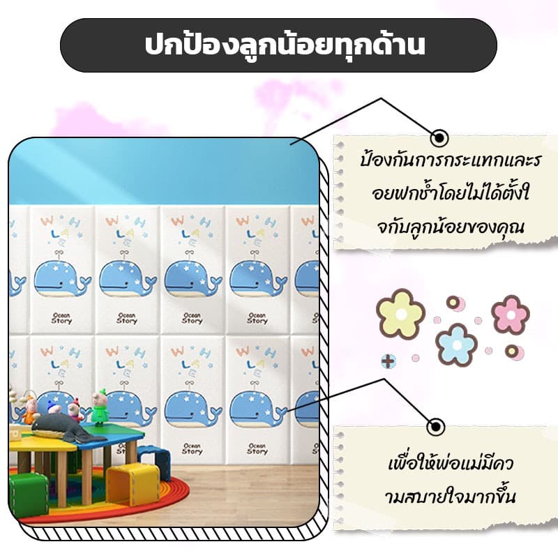 3D วอลเปเปอร์ติดผนัง แผ่นกันกระแทก เด็ก สติกเกอร์วอลเปเปอร์ แผ่นโฟมกันกระแทก วอลเปเปอร์ ติด รูปที่ 3