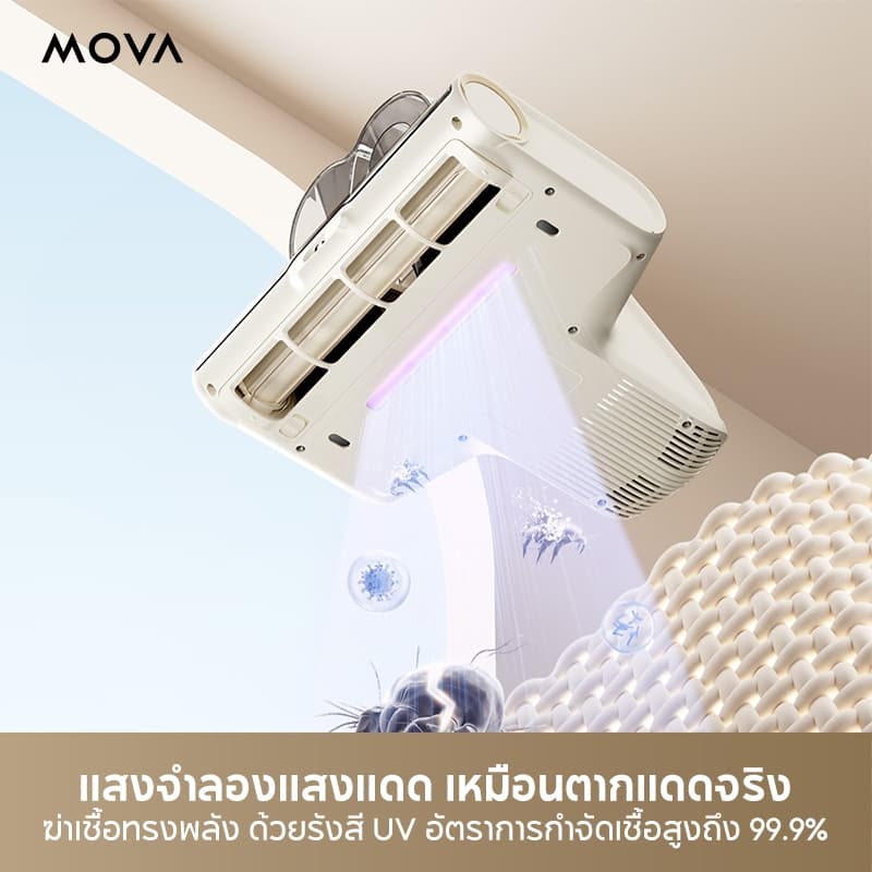MOVA D20 เครื่องดูดไรฝุ่น เครื่องดูดฝุ่นที่นอน 16000Pa ตบ 64000ครั้ง/นาที ลมร้อน 70°C ไฟเขียว60ซม. ฆ่าเชื้อ ถังคู่ รูปที่ 6