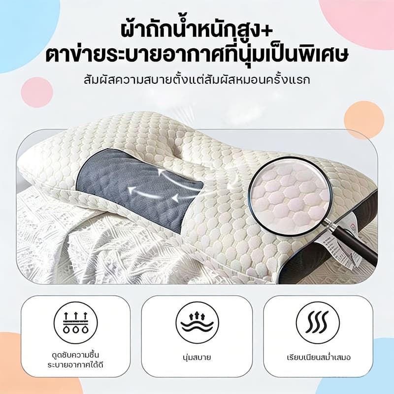 หมอน หมอนหนุน หมอนสุขภาพ หมอนนอน หมอนครัวเรือน หมอนนุ่มฟู หมอนการยศาสตร์ แก้ปวดคอ บ่าไหล่ เนื้อนุ่มไม่ยุบ 74ซม*48ซม รูปที่ 2