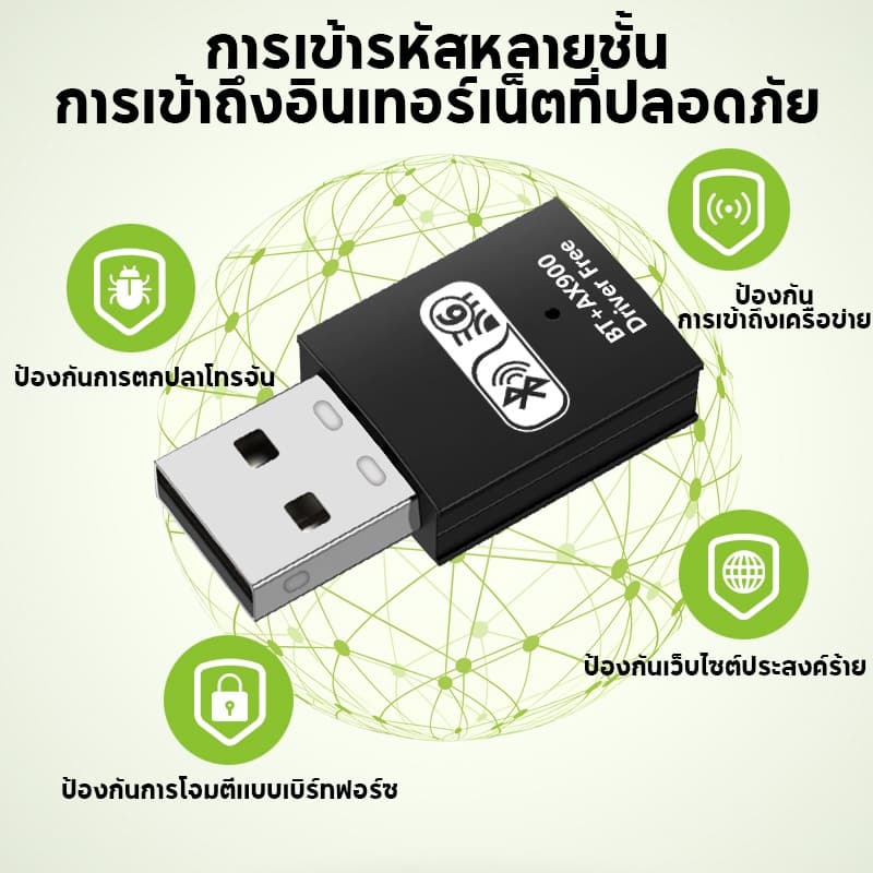 อะแดปเตอร์ WiFi 6 USB ความเร็ว 900Mbps พร้อม Bluetooth อะแดปเตอร์ WiFi ไร้สาย Bluetooth 2.4G/5GHz สำหรับรับสัญญาณ WiFi รูปที่ 4