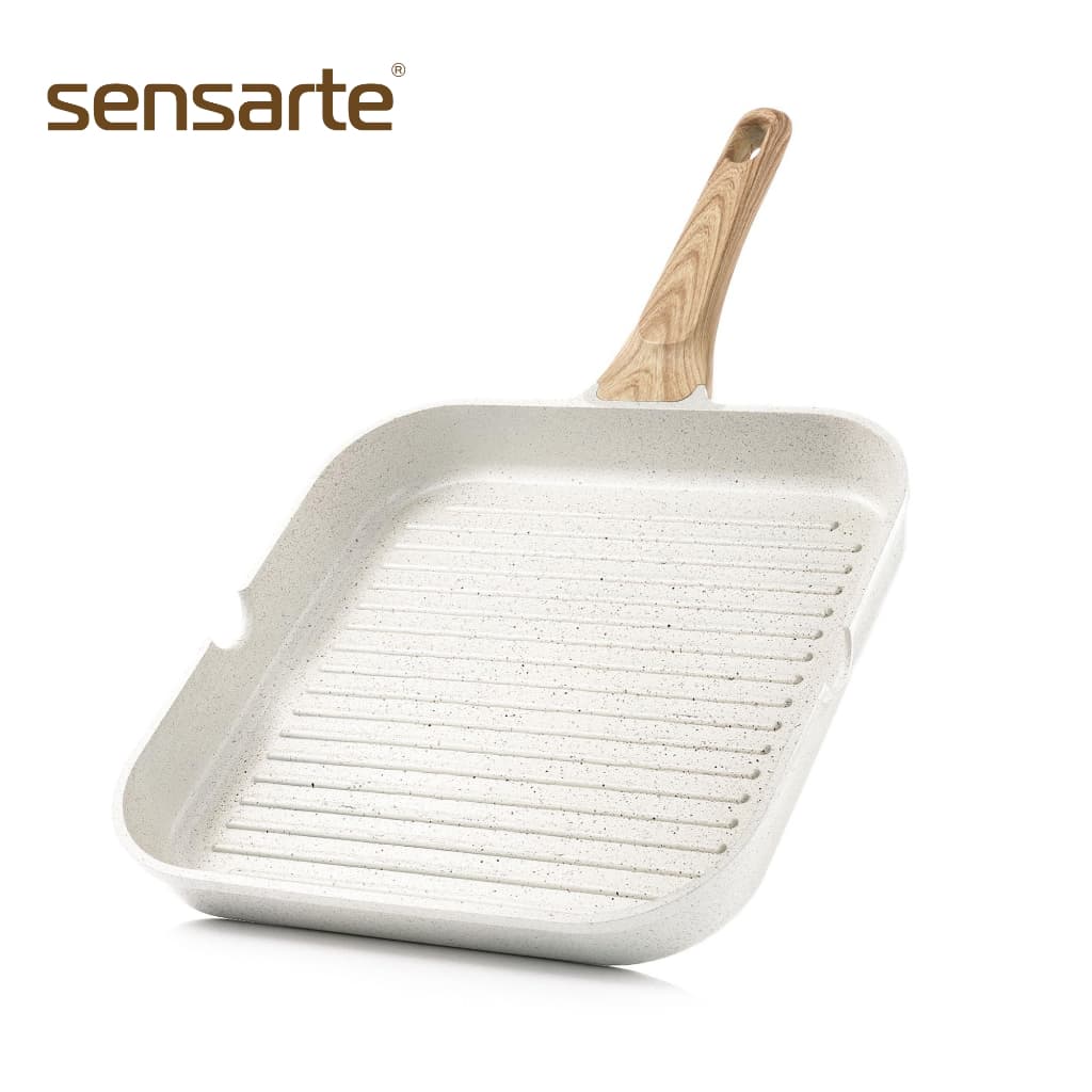 SENSARTE กระทะอายุยืน กระทะย่างเคลือบกันติด Non-Stick ปราศจากสารเคมี ใช้ได้กับเตาทุกประเภท ขนาด 28 ซม. รูปที่ 1