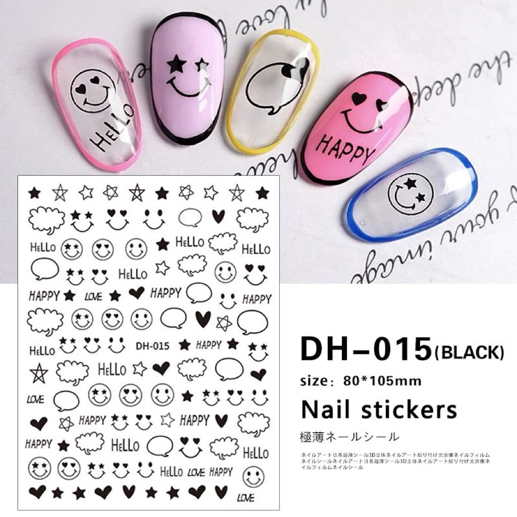สติกเกอร์ติดเล็บ 3D รูปยิ้ม มีทั้งหมด4สีให้เลือก แผ่นละ 9 บาท สินค้า ในไทย รูปที่ 1