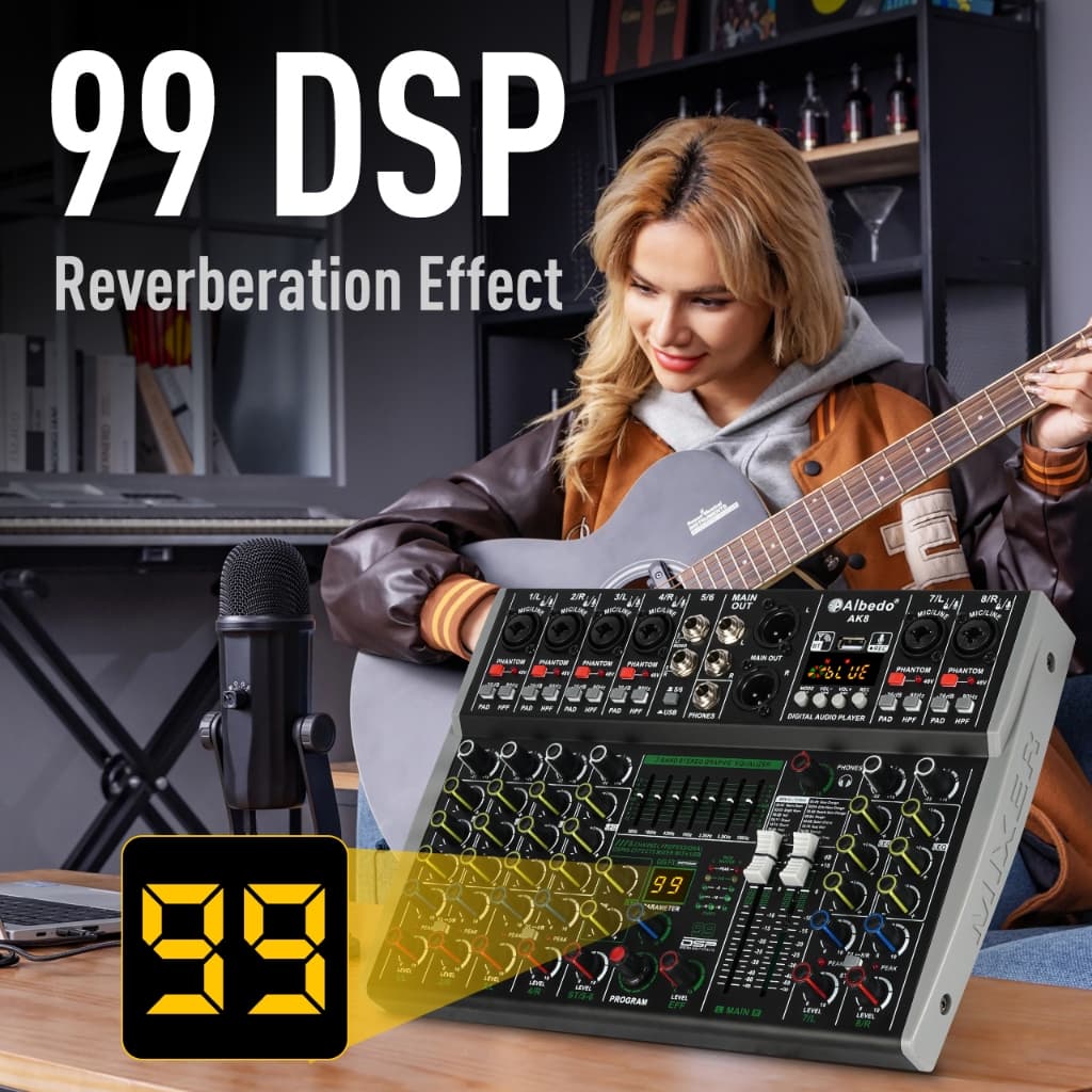 Ready Stock Audio Mixer ผลิตภัณฑ์ในสต็อก ABD-AK4/6/8 Channel มิกเซอร์เสียงมืออาชีพ 99 DSP เสียงบลูทูธ USB อินเตอร์เฟซเสี รูปที่ 2