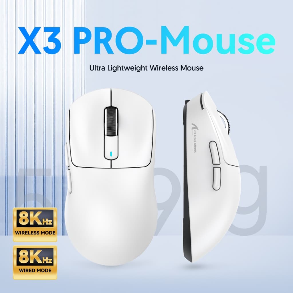 ATTACK SHARK X3 PRO เมาส์ไร้สาย ส์น้ําหนักเบา PAW3395 สามโหมด 8K เกมเมาส์คอมพิวเตอร์ 3 Mode รูปที่ 7