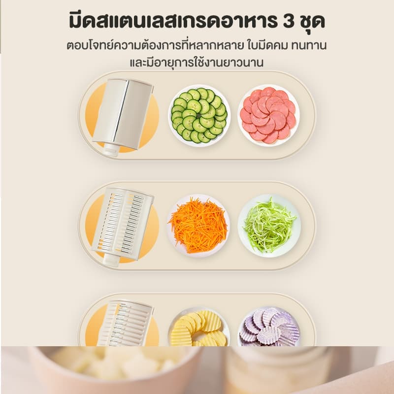 Samono เครื่องหั่นผักไฟฟ้า เครื่องสับหั่นผักผลไม้ 3 in 1 เครื่องหั่นผัก ผลไม้ มันฝรั่ง แครอท สลัด รุ่น SW-VES60 รูปที่ 4