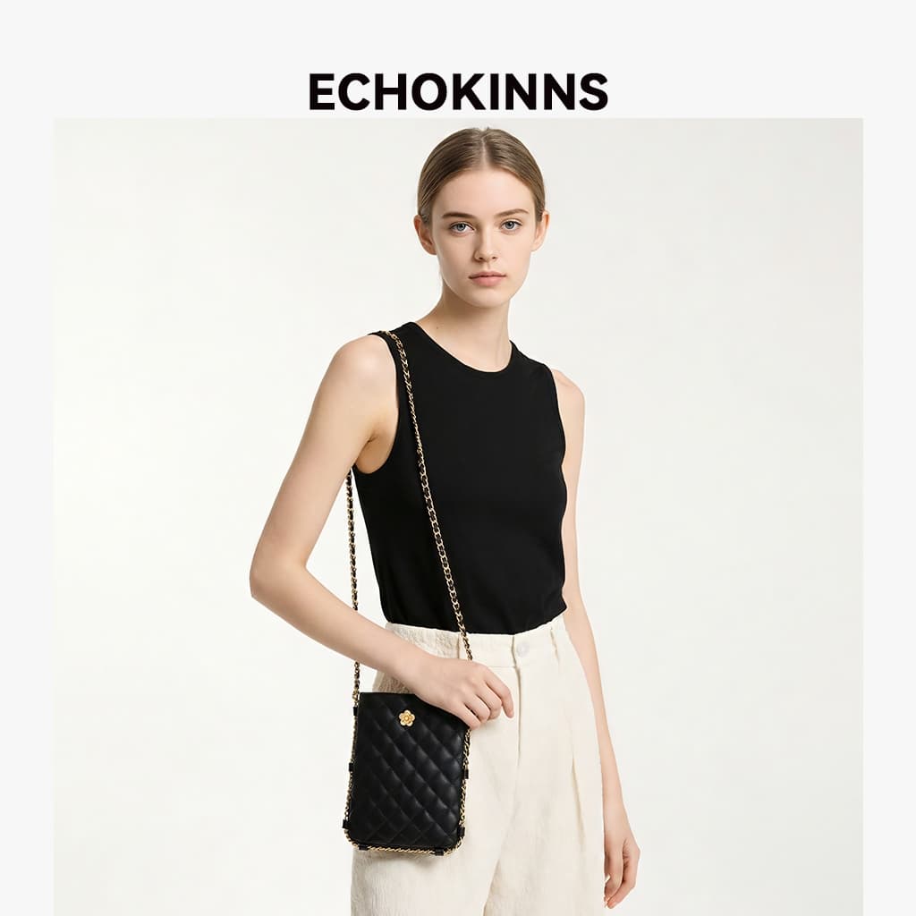 EchoKinns กระเป๋าสะพายข้างผู้หญิง สไตล์เกาหลี พร้อมโซ่ กระเป๋าใส่โทรศัพท์ แฟชั่น กระเป๋าสะพายไหล่ รูปที่ 4