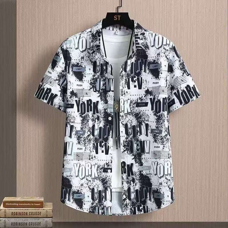 เสื้อเชิ้ตฮาวายสุภาพบุรุษเทศกาลดอกไม้ลายดอกไม้เสื้อสไตล์ฮาวาย รูปที่ 1