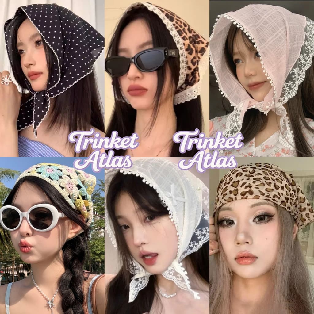 ที่คาดผมทรงสามเหลี่ยม ลายเสือดาว เครื่องประดับผมแฟชั่น ลายดอกไม้ ผ้าถัก ดีไซน์แบบผูกเชือก มีหลายสไตล์ให้เลือก รูปที่ 1