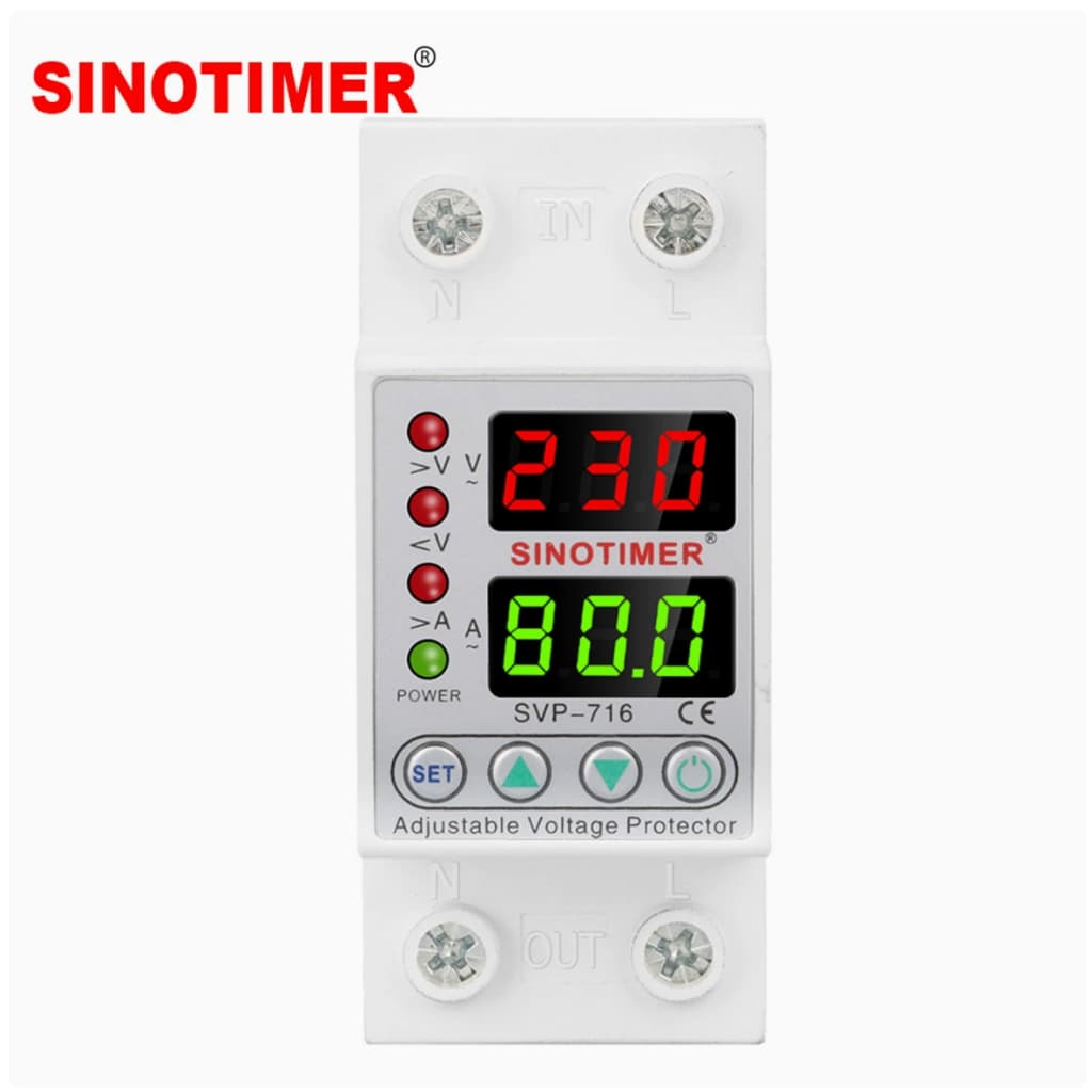 SINOTIMER ป้องกันไฟตก ซิโนไทเมอร์ AC ไฟเกิน ไฟกระชาก กันไฟตก ปรับตั้งค่าแรงดัน Over Voltage and Under 40A 63A SVP716 รูปที่ 8