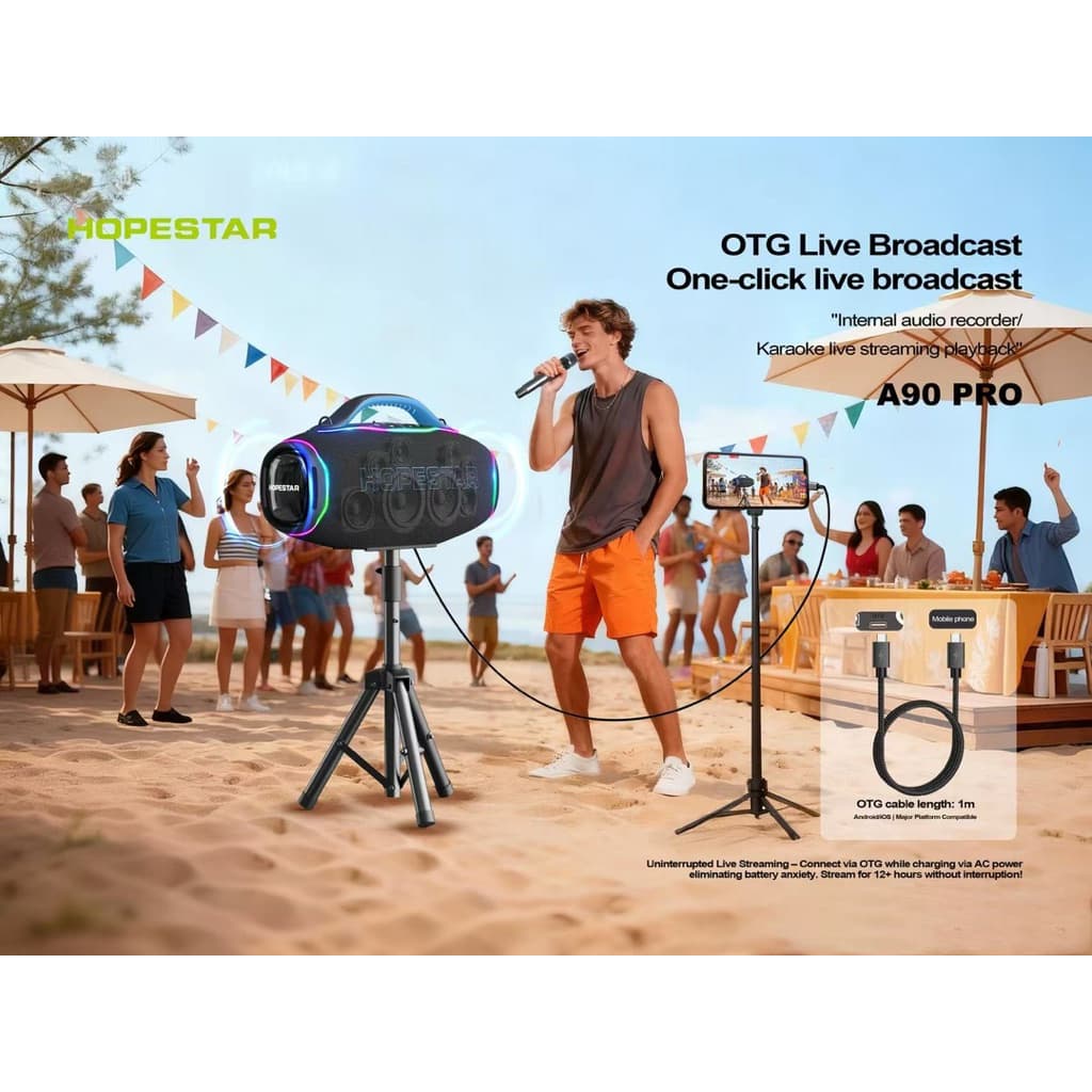 Hopestar A90PRO ลำโพงบลูทูธ 700วัตต์ แถมไมค์ลอย2อัน ลำโพง8ดอก ปรับเบส3โหมด มีไฟRGB รูปที่ 3