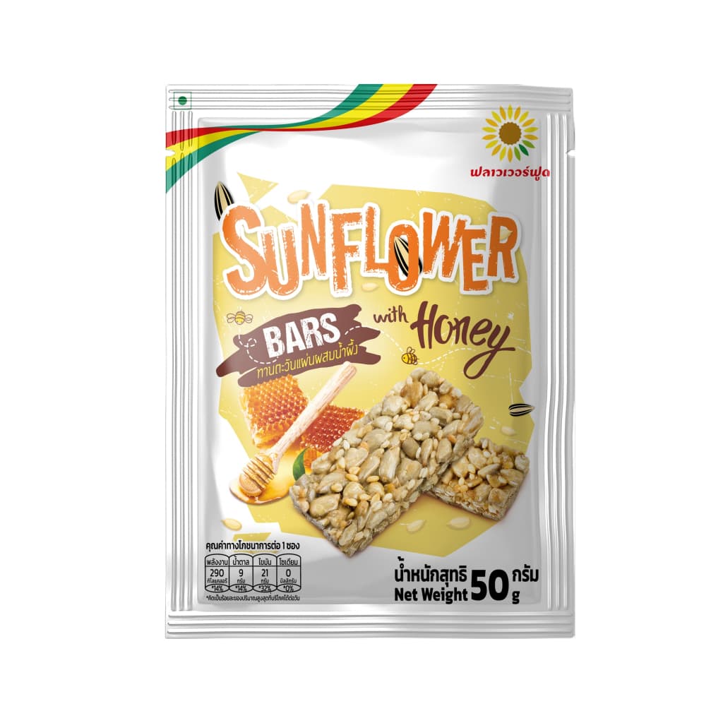 เมล็ดทานตะวันแผ่นผสมน้ำผึ้ง 50 กรัม Suflower kernels bar with honey 50 g. Flowerfood รูปที่ 1
