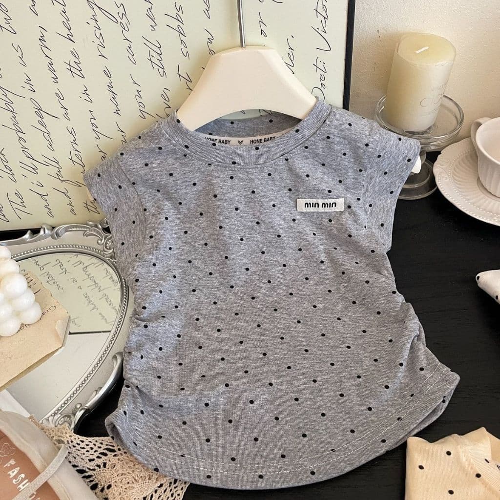 เสื้อเด็กแขนกุด ลาย Polka Dot สไตล์เกาหลี รูปที่ 8