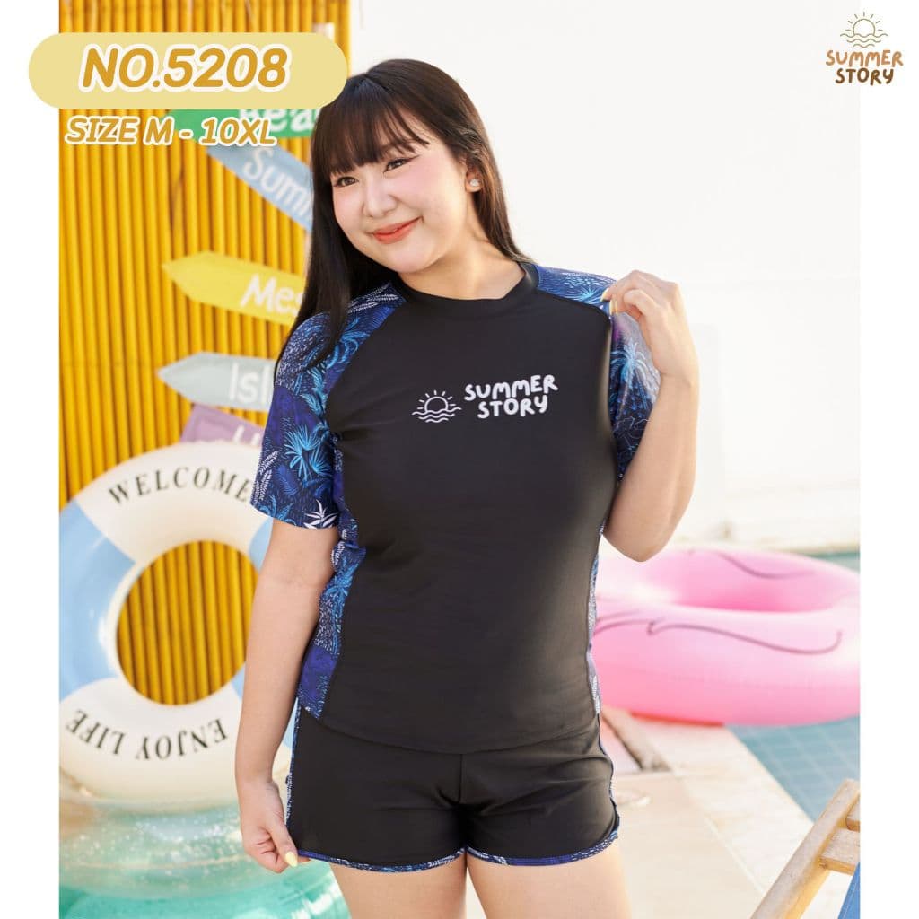 Summer Story ใส่ได้ถึง 100kgชุดว่ายน้ําผู้หญิงสาวอวบ กันUV เป็นยางยืด ใส่สบาย รุ่น 5208 รูปที่ 4
