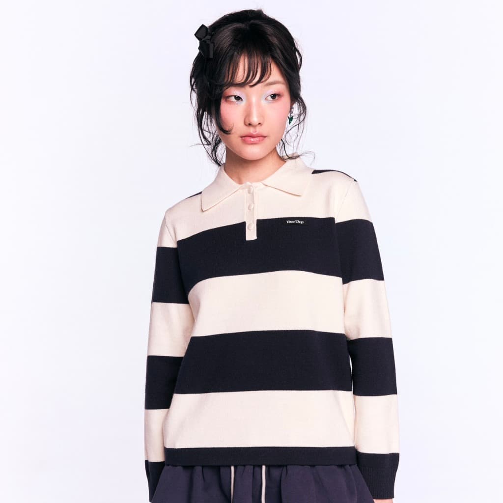CHUUCHOP - Mochi Sweater เสื้อสเวตเตอร์แขนยาวลายทาง รูปที่ 8