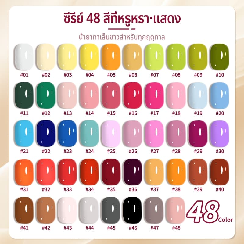 Nawoelite สีทาเล็บเจล เจลทาเล็บ ทำเล็บ เจลเล็บครบเซ็ท 48สีโทนบิวตี้ ใช้กับหลอดอบUV&LED สีทนทานไม่แตก 15ml รูปที่ 1