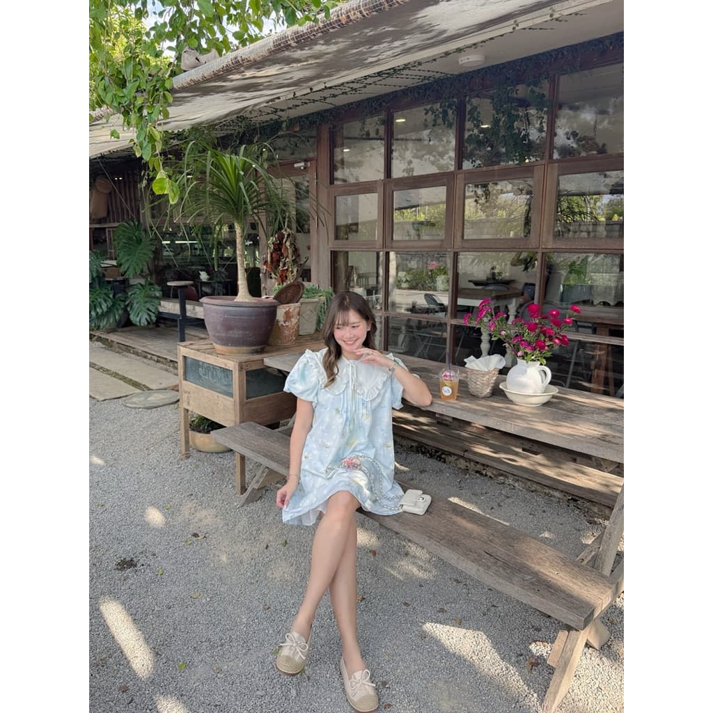 dress015- lollipop Set เดรสแขนบอลลูน+ปกคอบัว รูปที่ 6