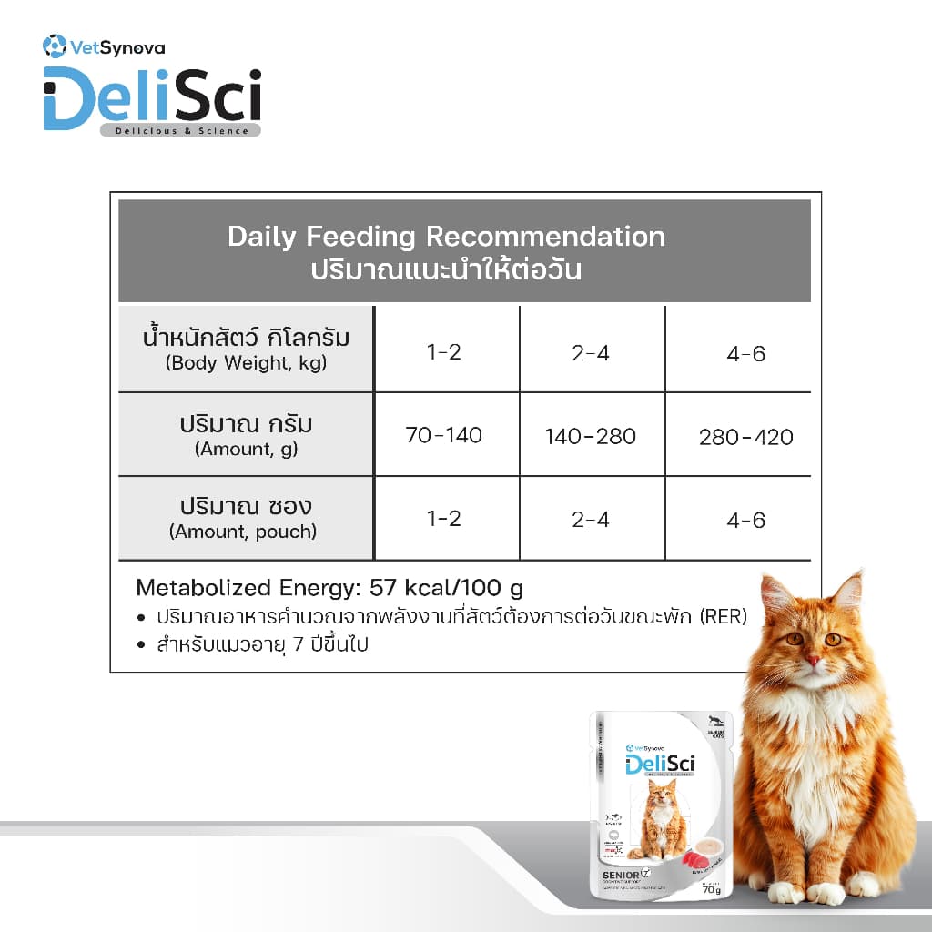 DeliSci Senior สูตรบำรุงสำหรับแมวสูงวัย 1 ลัง อาหารเปียกแมวสูงวัย อาหารแมวสูงวัย อาหารแมว 7 ปี แมวแก่ รูปที่ 5