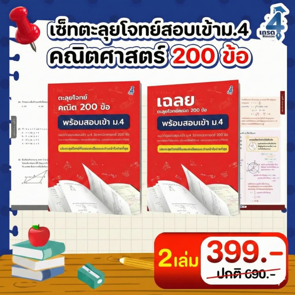 ตะลุยโจทย์สอบเข้า ม. 4 คณิตศาสตร์ 200 ข้อ รูปที่ 1