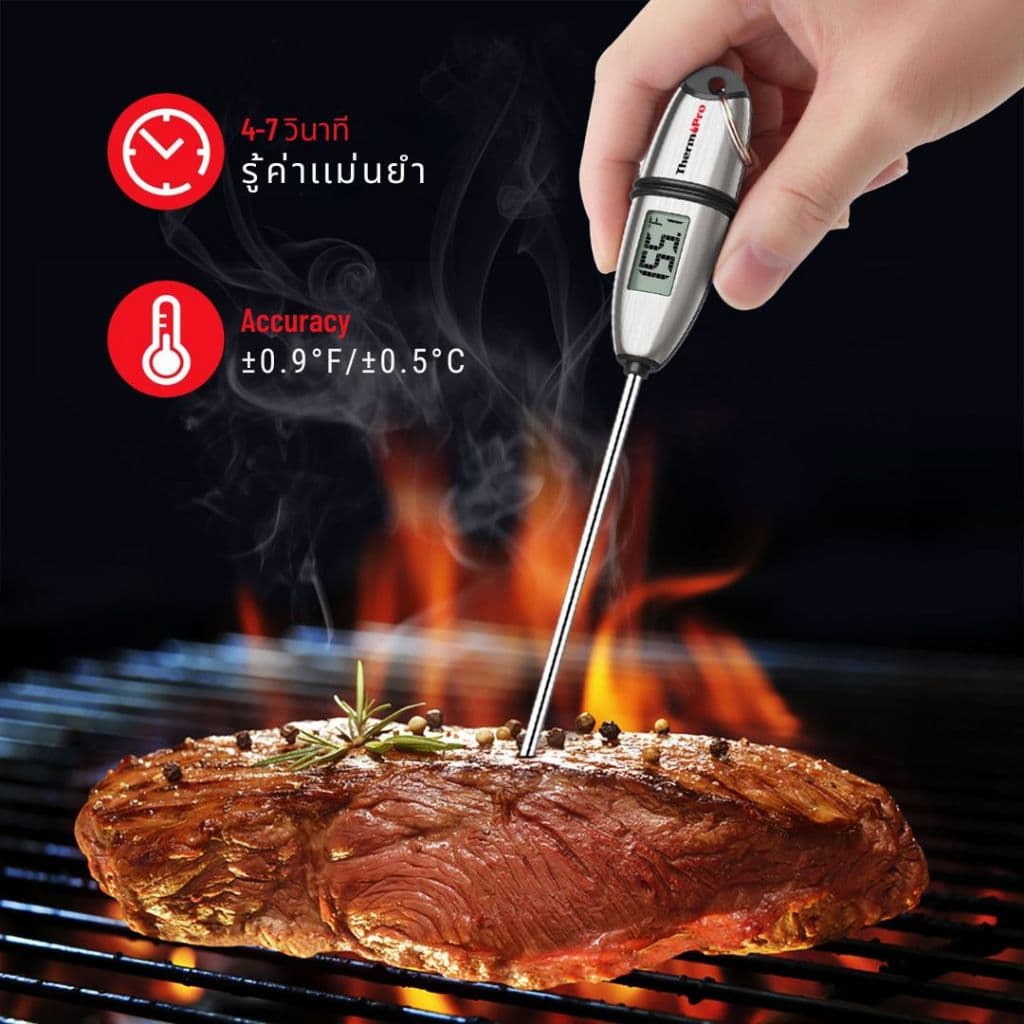 ThermoPro TP-02S เทอร์โมมิเตอร์วัดอุณหภูมิอาหาร วัดอุณหภูมิเนื้อสัตว์ เเบบปากกาดิจิทัล อ่านค่าไว BBQ รูปที่ 6
