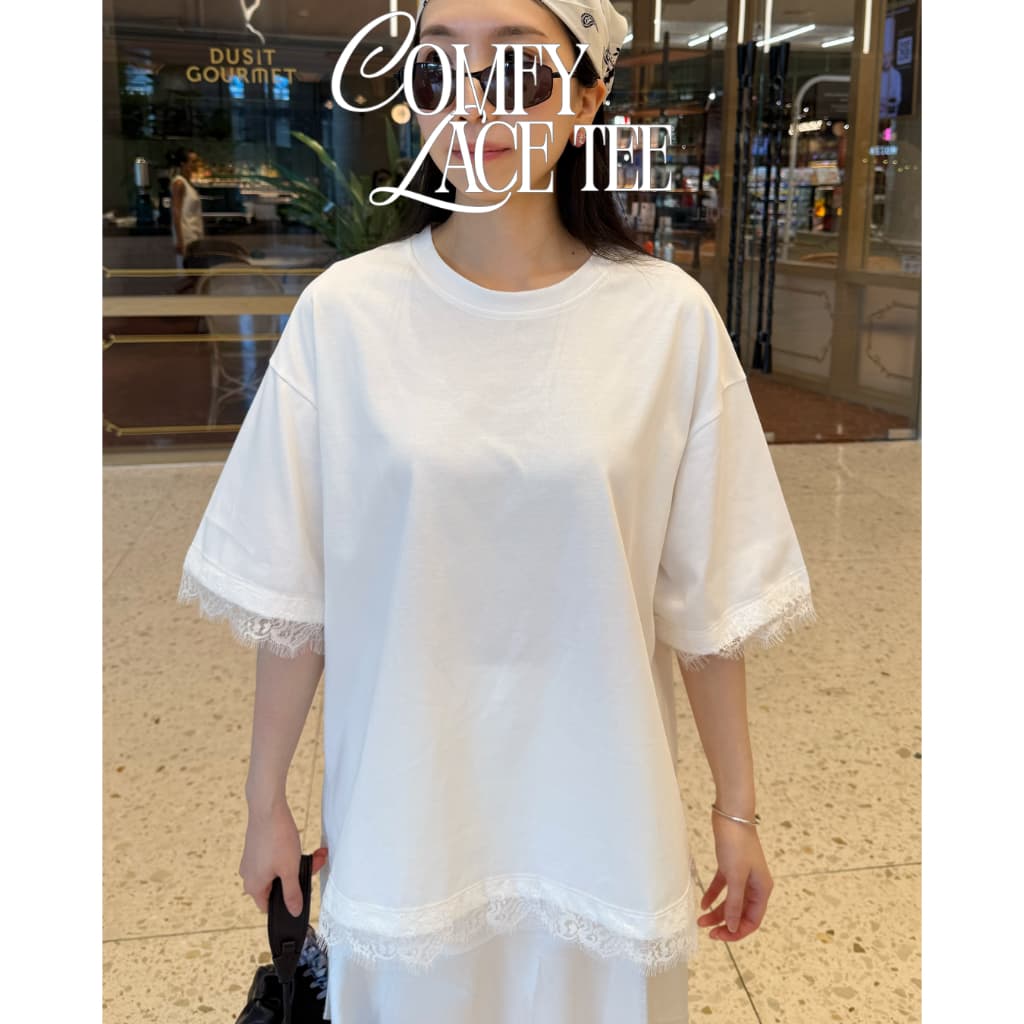UIUI | COMFY LACE TEE เสื้อยืดลูกไม้โอเวอร์ไซส์ รูปที่ 3